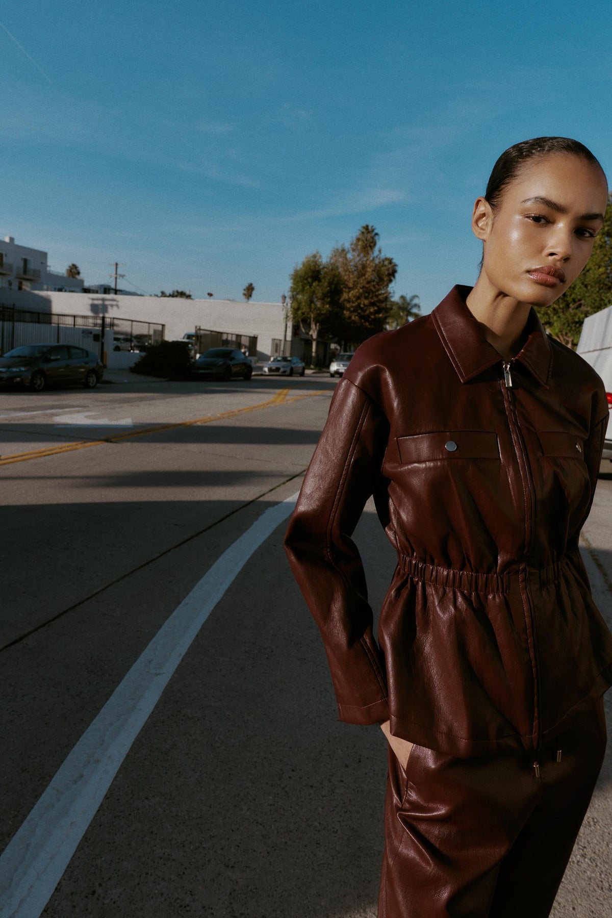 Kunstlederjacke mit elastischem Bund