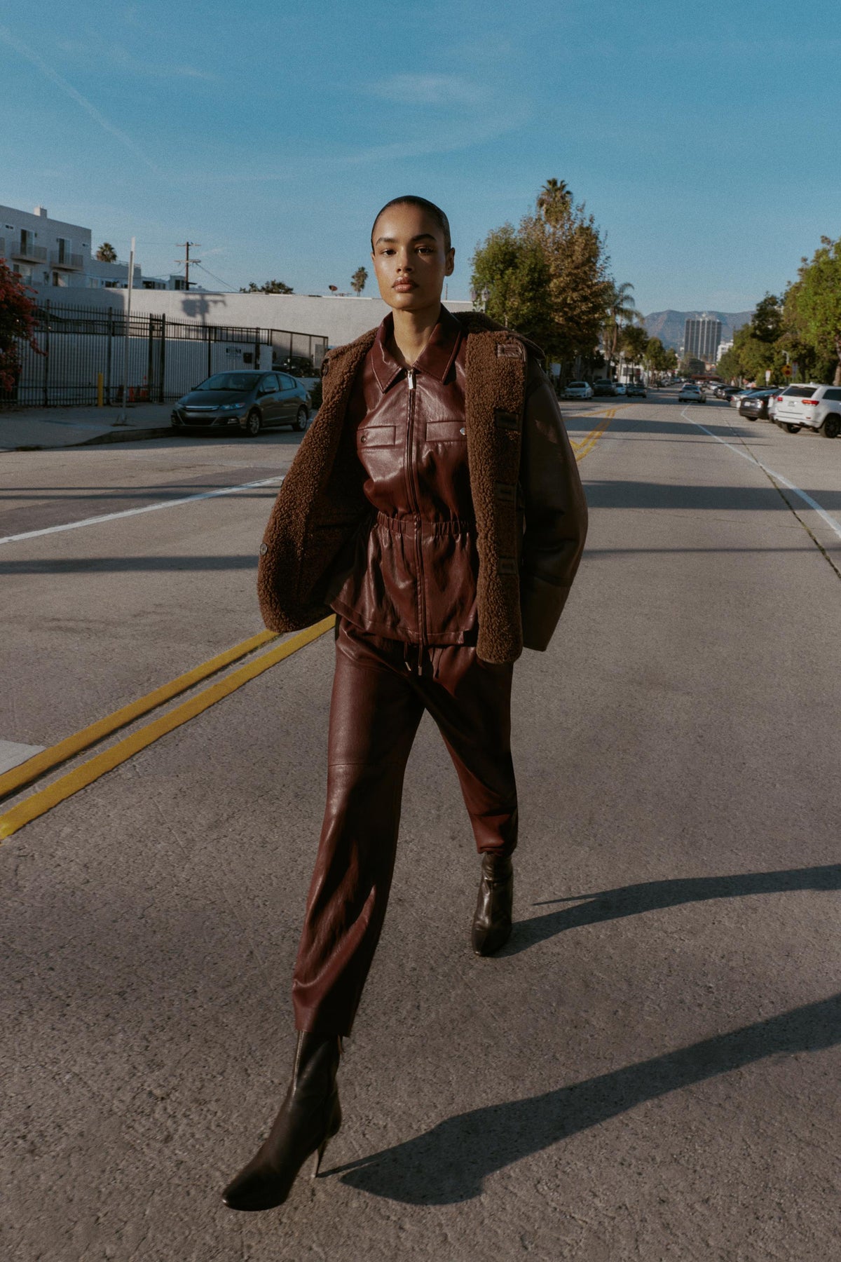 Kunstlederjacke mit elastischem Bund