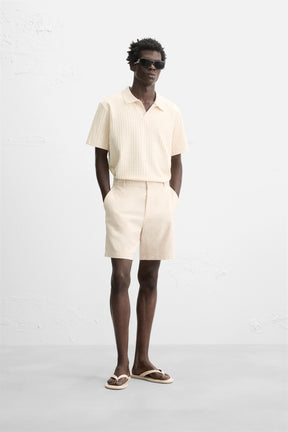 COTTON/LINEN BERMUDA SHORTS - Image 1