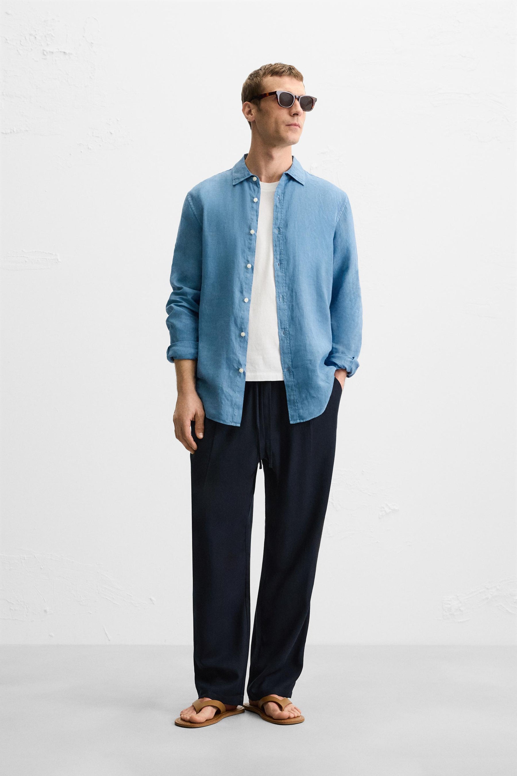RELAXED FIT LYOCELL TROUSERS - Image 1