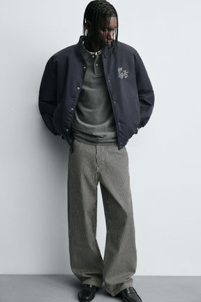 CONTRAST EMBROIDERY BOMBER JACKET - Image 6