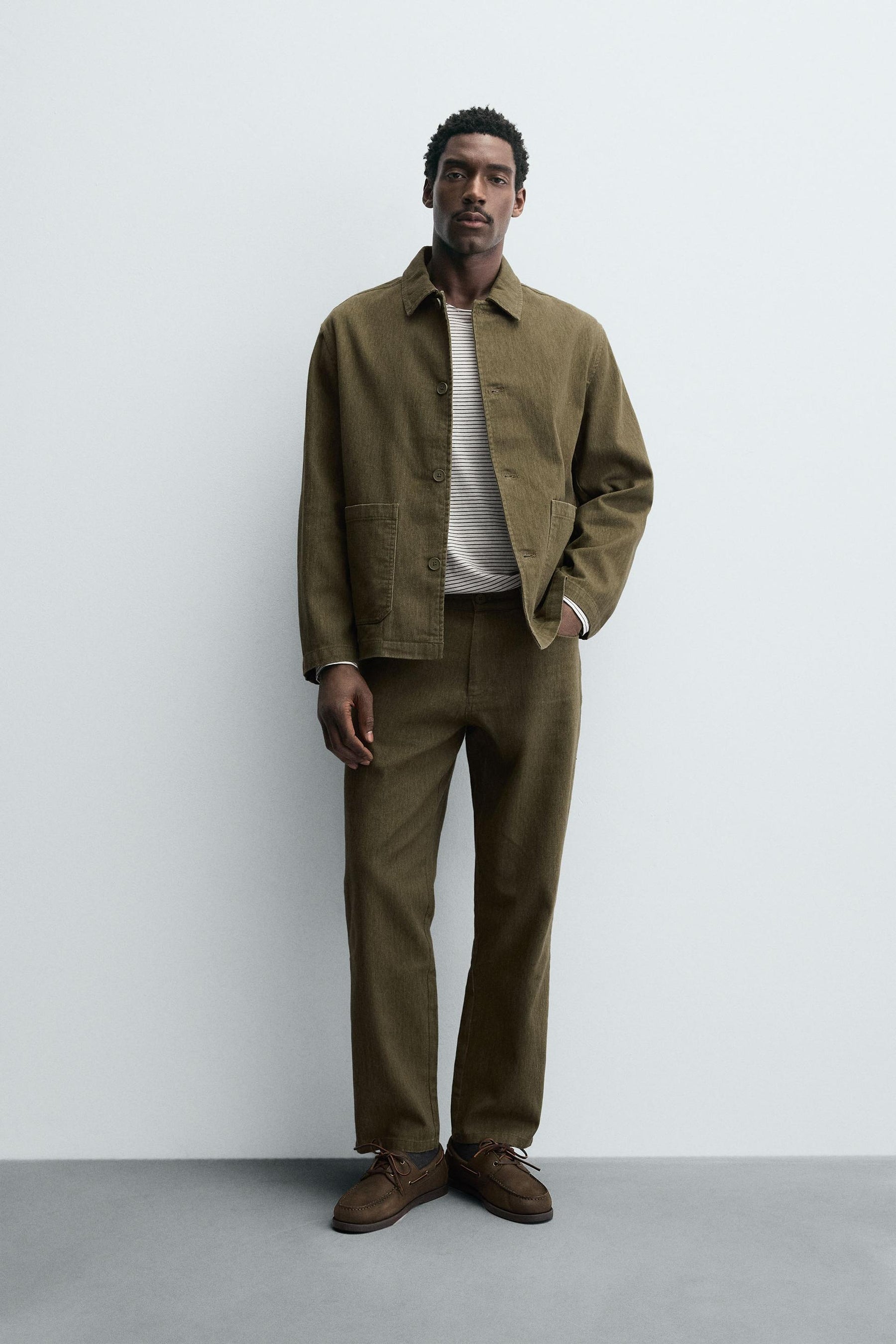 TEXTURED COTTON TROUSERS - Image 1