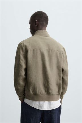 100% LINEN BOMBER JACKET - Image 3