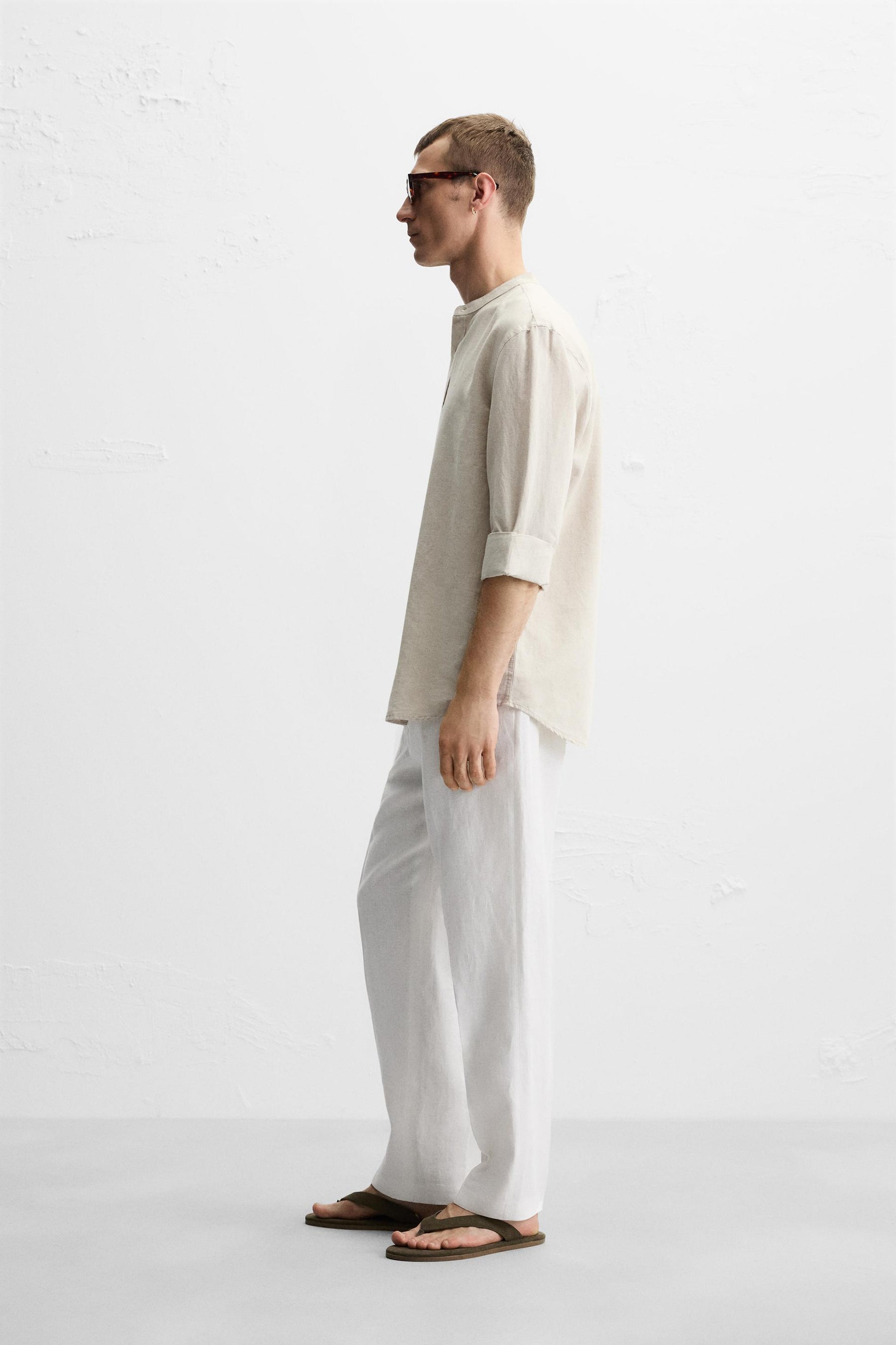 100% LINEN PLEATED TROUSERS - Image 4