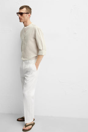 100% LINEN PLEATED TROUSERS - Image 6