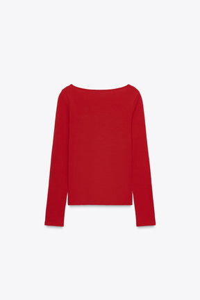 Baumwollhemd mit U-Boot-Ausschnitt