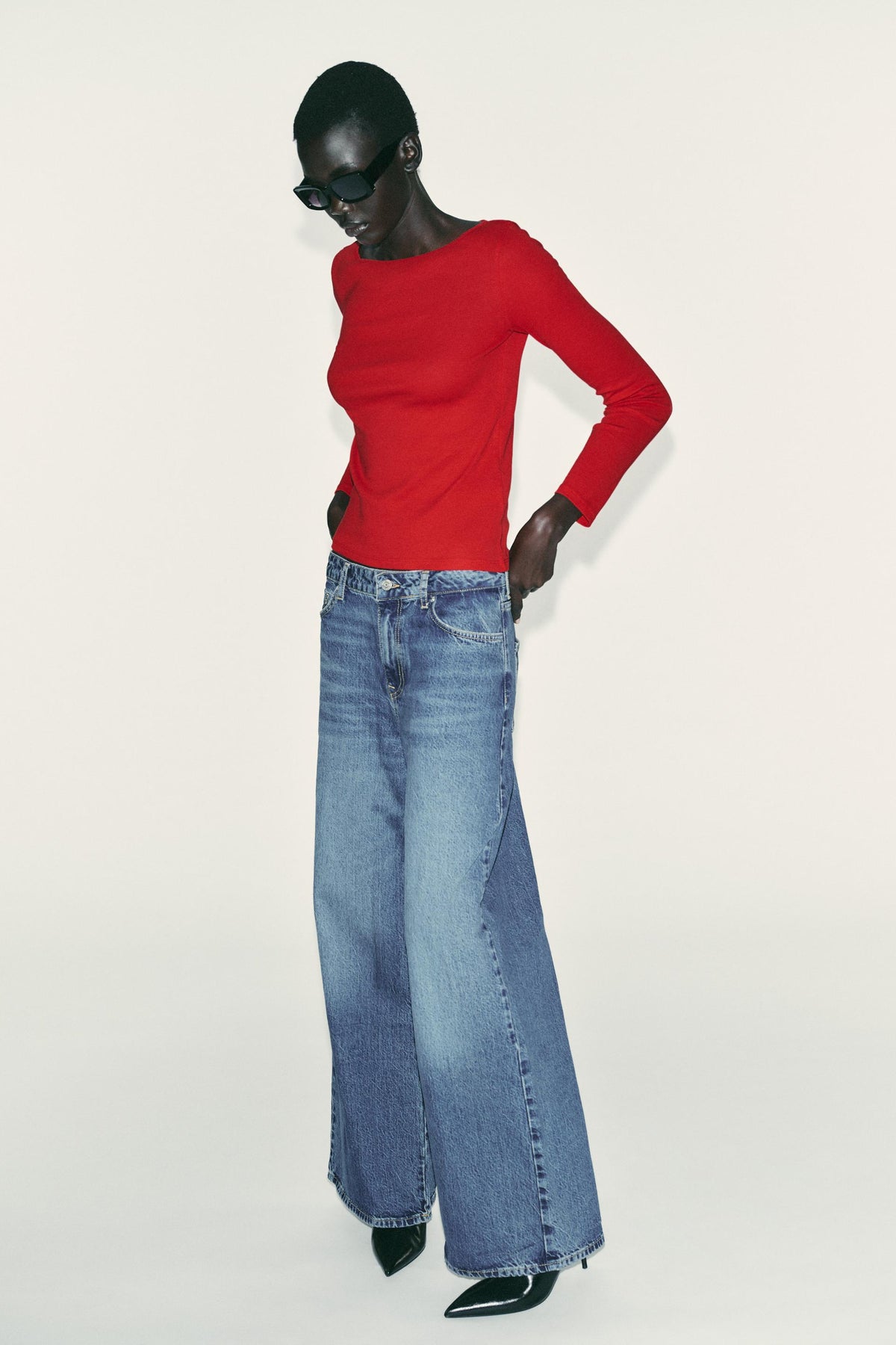 Baumwollhemd mit U-Boot-Ausschnitt