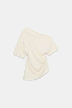 Asymmetrisch drapierte Modebluse