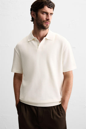 JACQUARD TEXTURED POLO SHIRT - Image 5