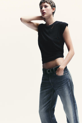 Cropped Straight Leg Jeans