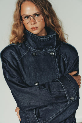 TRF BELTED DENIM MIDI JACKET - Image 3