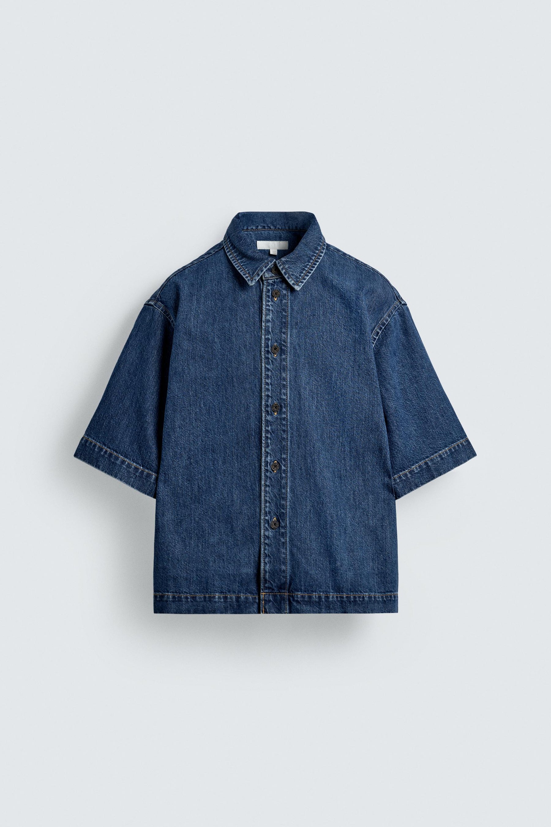 SHORT SLEEVE DENIM SHIRT - Image 8