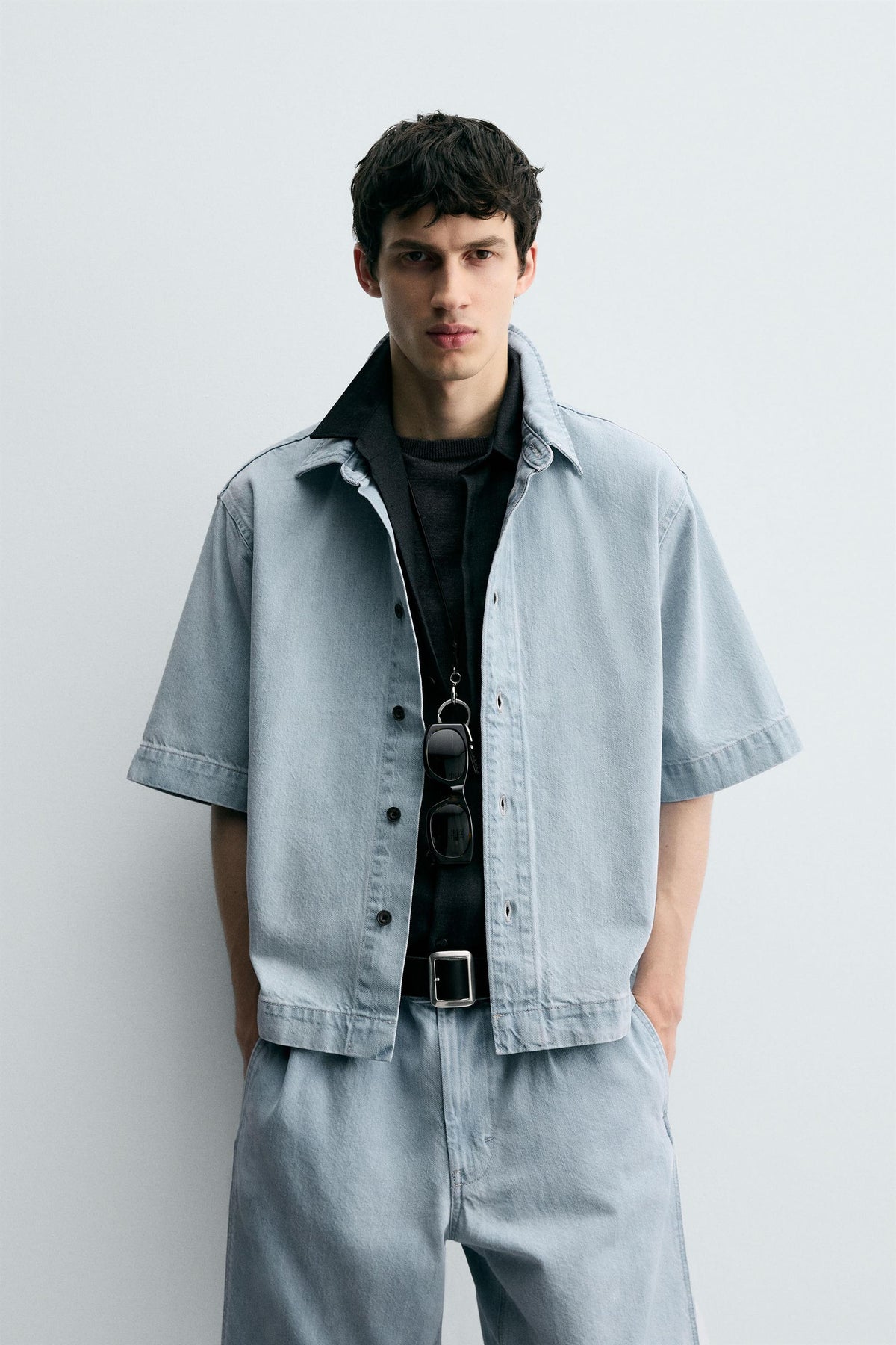 SHORT SLEEVE DENIM SHIRT - Image 2