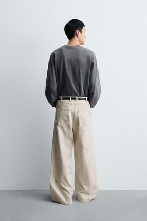 ABSTRACT PRINT TEXTURED TROUSERS - Image 3