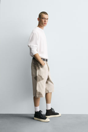 TEXTURED STRIPE BERMUDA SHORTS - Image 4