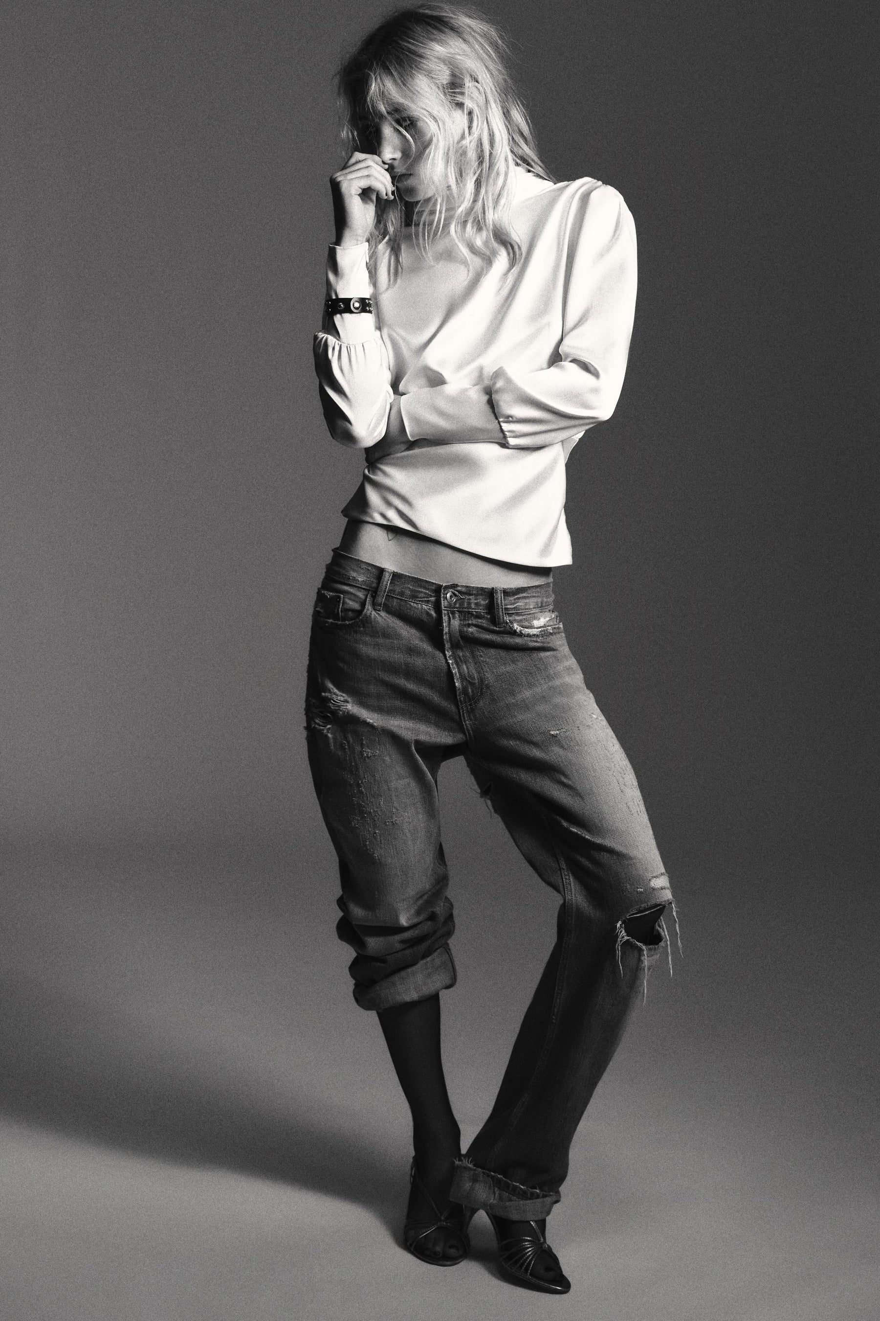 Satinhemd mit Schleife