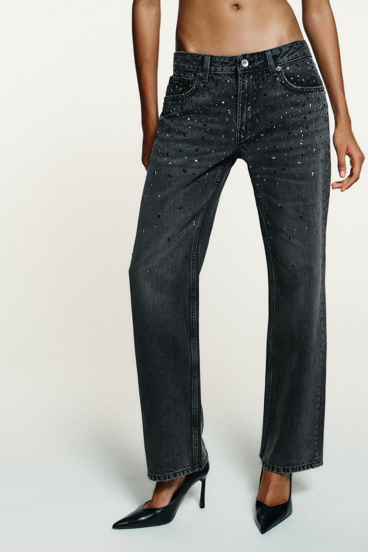Strass-Jeans mit geradem Schnitt