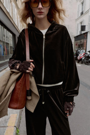 Samt-Hoodie-Jacke