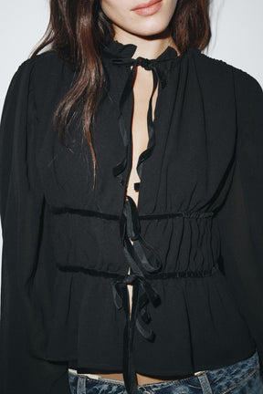 Georgette-Bluse mit Samtband