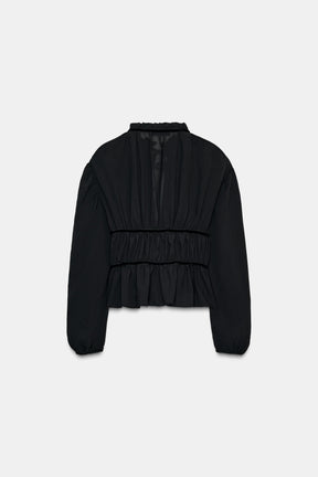 Georgette-Bluse mit Samtband