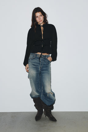 Georgette-Bluse mit Samtband