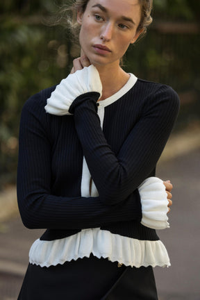 Kontrastfarbener Strickcardigan