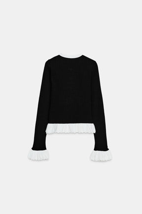 Kontrastfarbener Strickcardigan