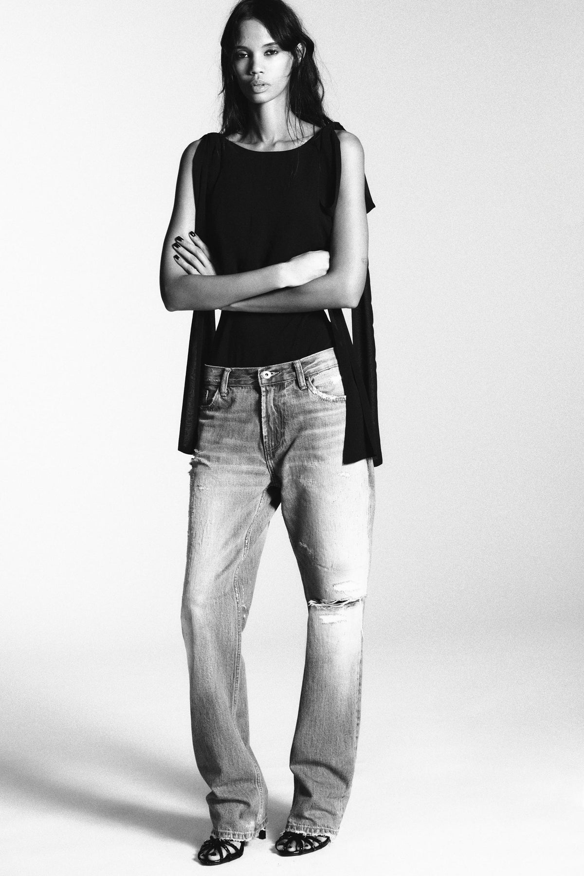 Georgette-Body mit Schleifen