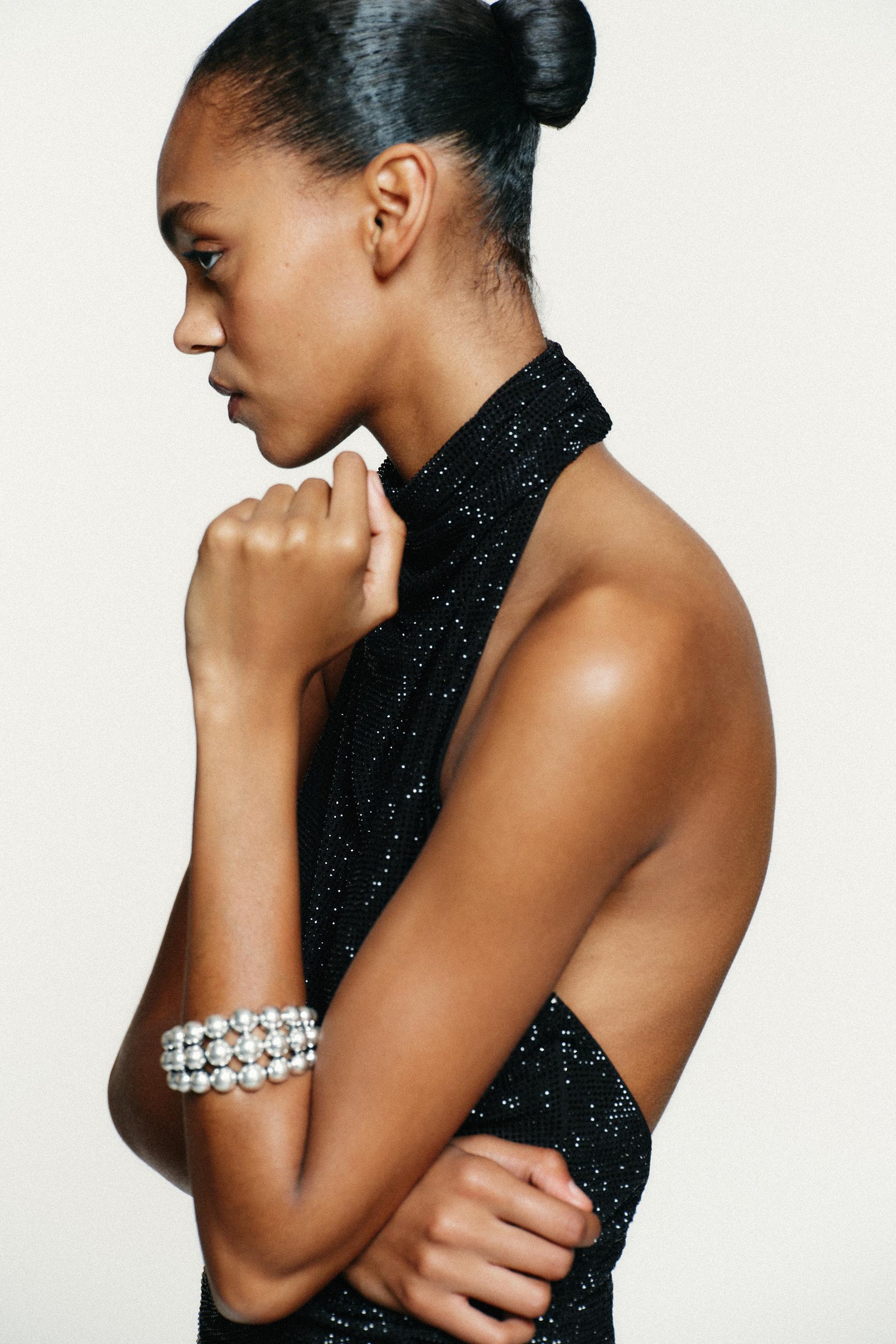 Strassbesetztes Neckholder-Top