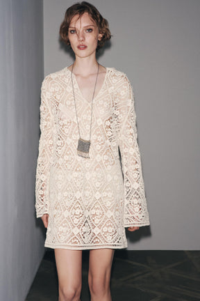 ZW COLLECTION CROCHET MINI DRESS - Image 5