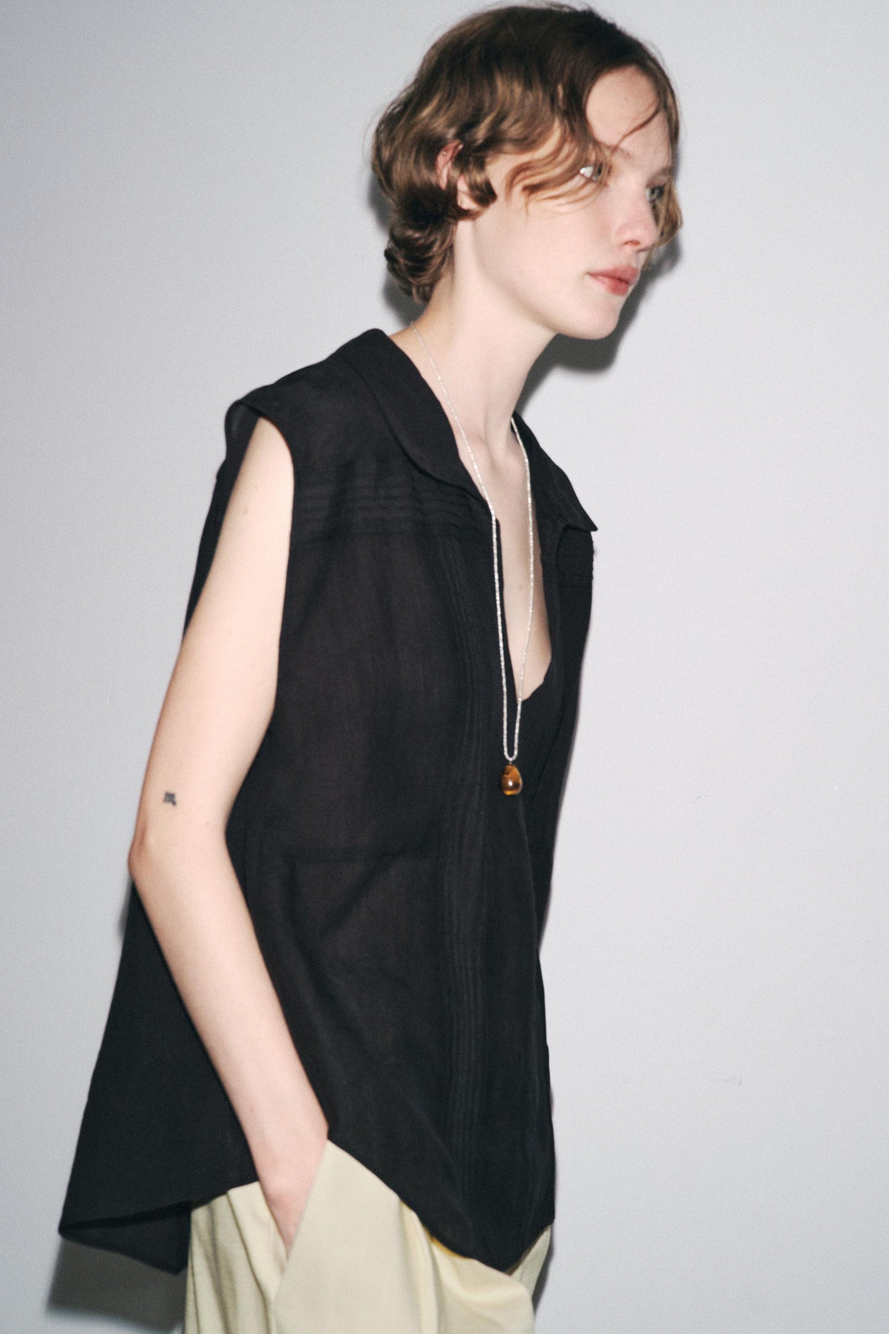 Ramie-Mischgewebe, gestepptes Hemd