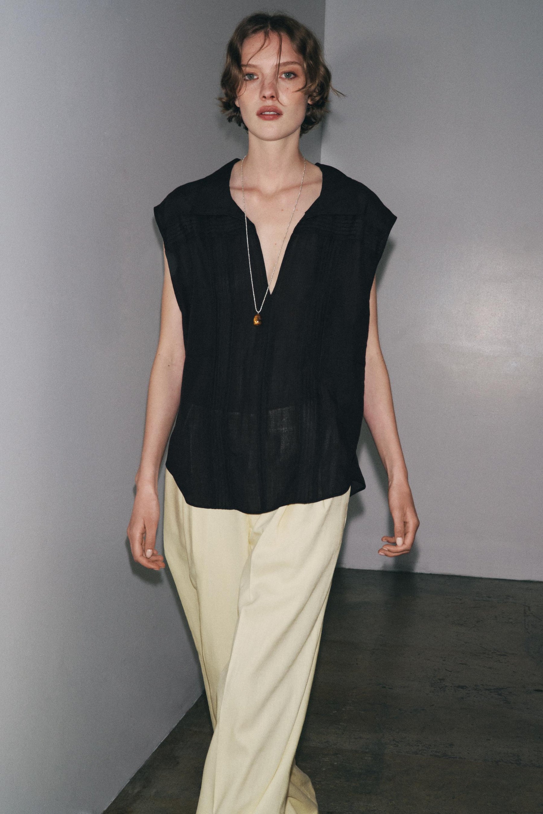 Ramie-Mischgewebe, gestepptes Hemd