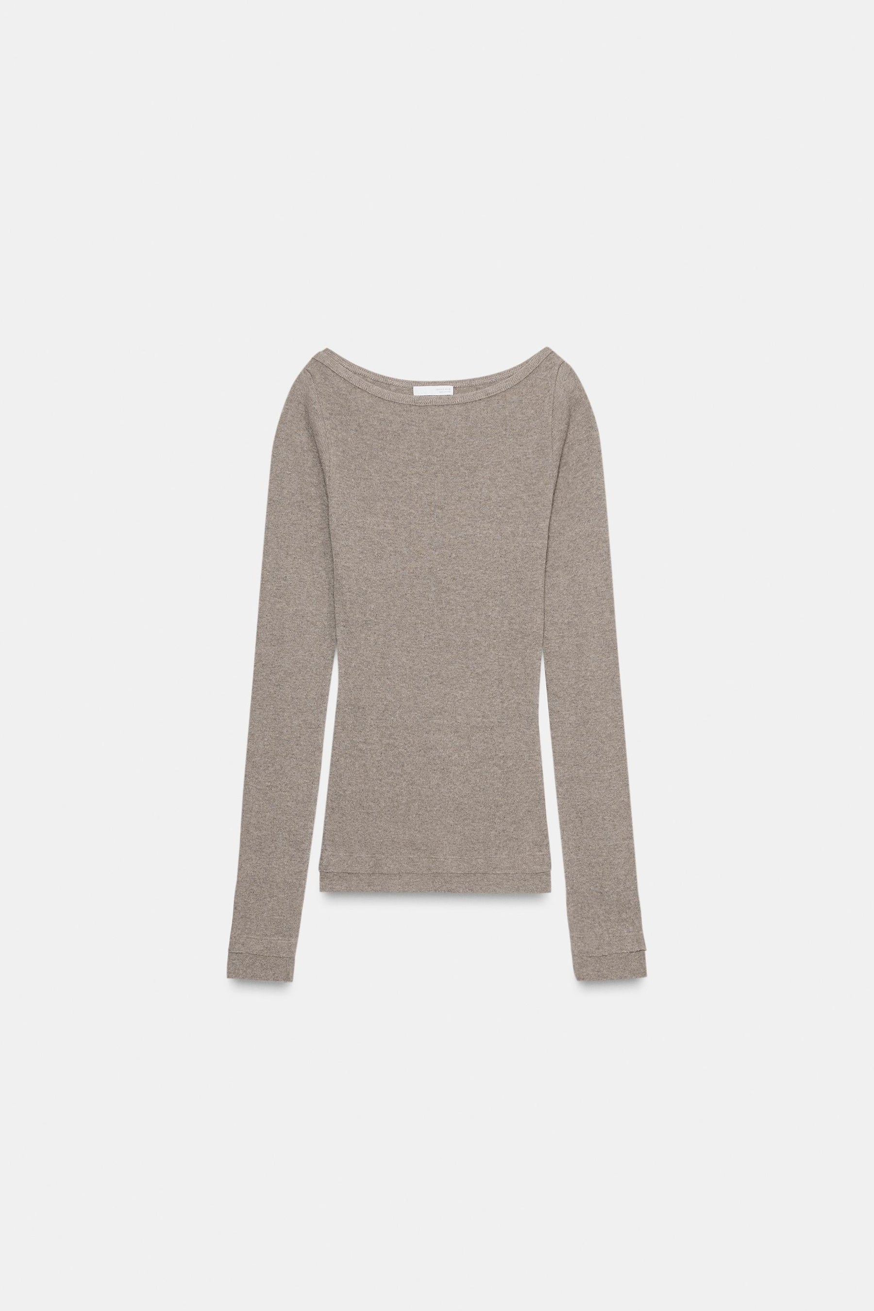 Geripptes Boot-Neck-Shirt