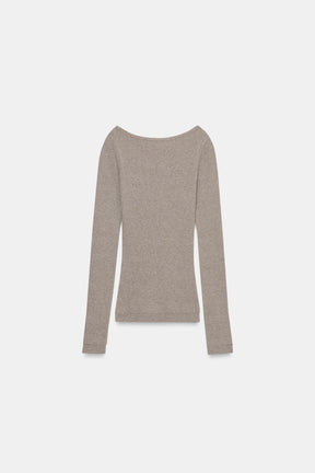 Geripptes Boot-Neck-Shirt