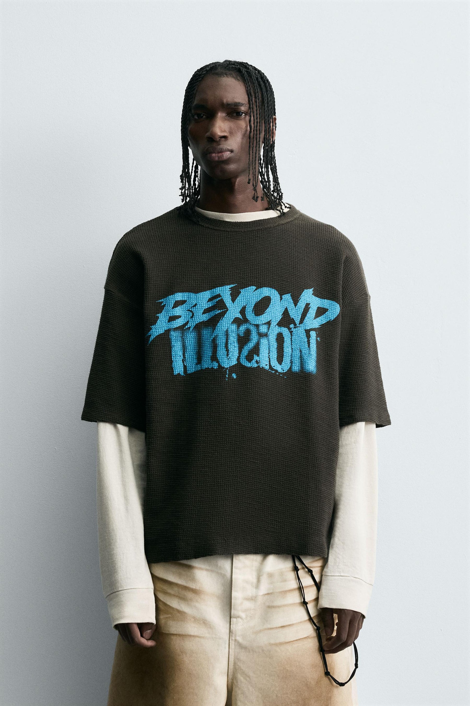 CONTRAST PRINT KNIT T-SHIRT - Image 2