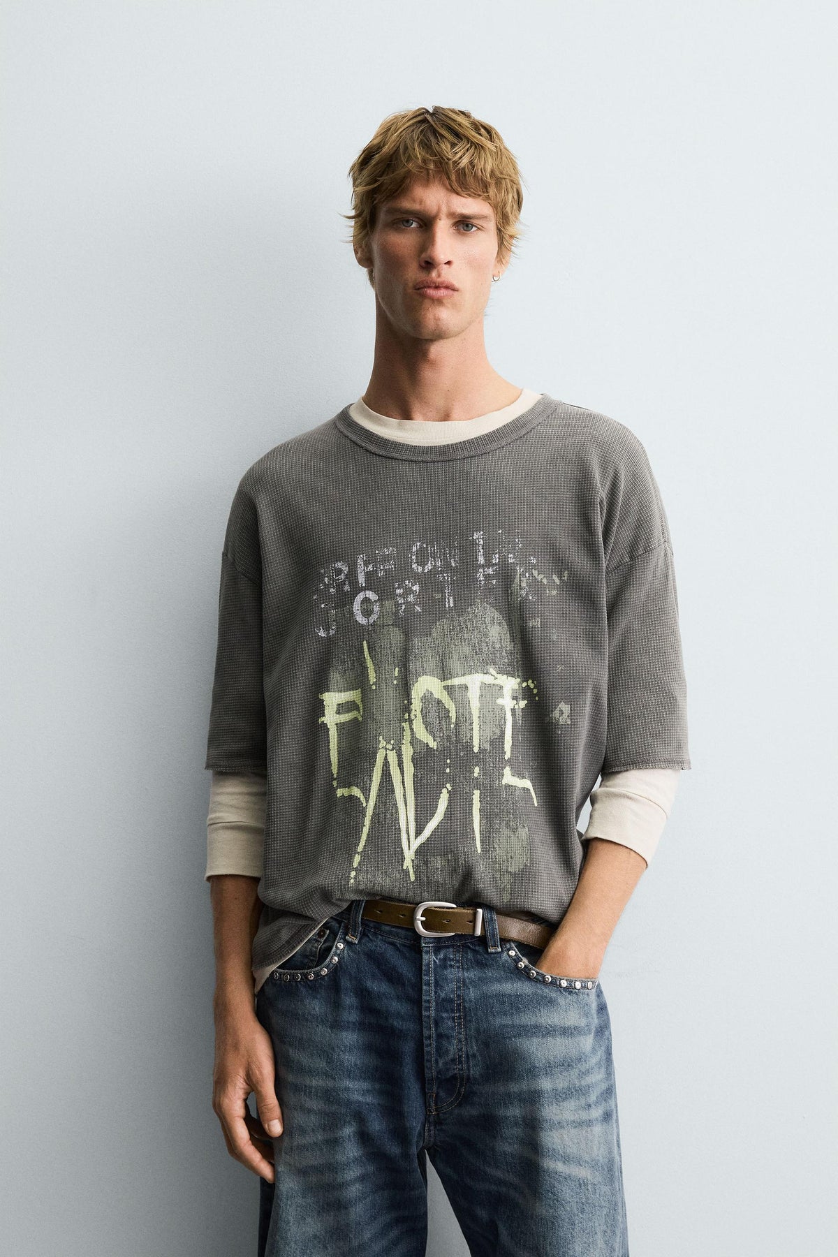 WASHED PRINTED KNIT T-SHIRT - Image 2