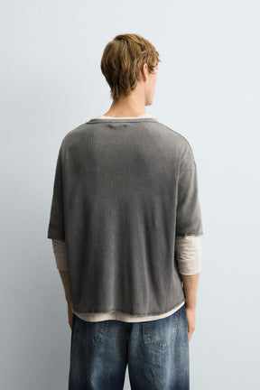 WASHED PRINTED KNIT T-SHIRT - Image 3