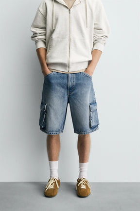 DENIM CARGO BERMUDA SHORTS - Image 2