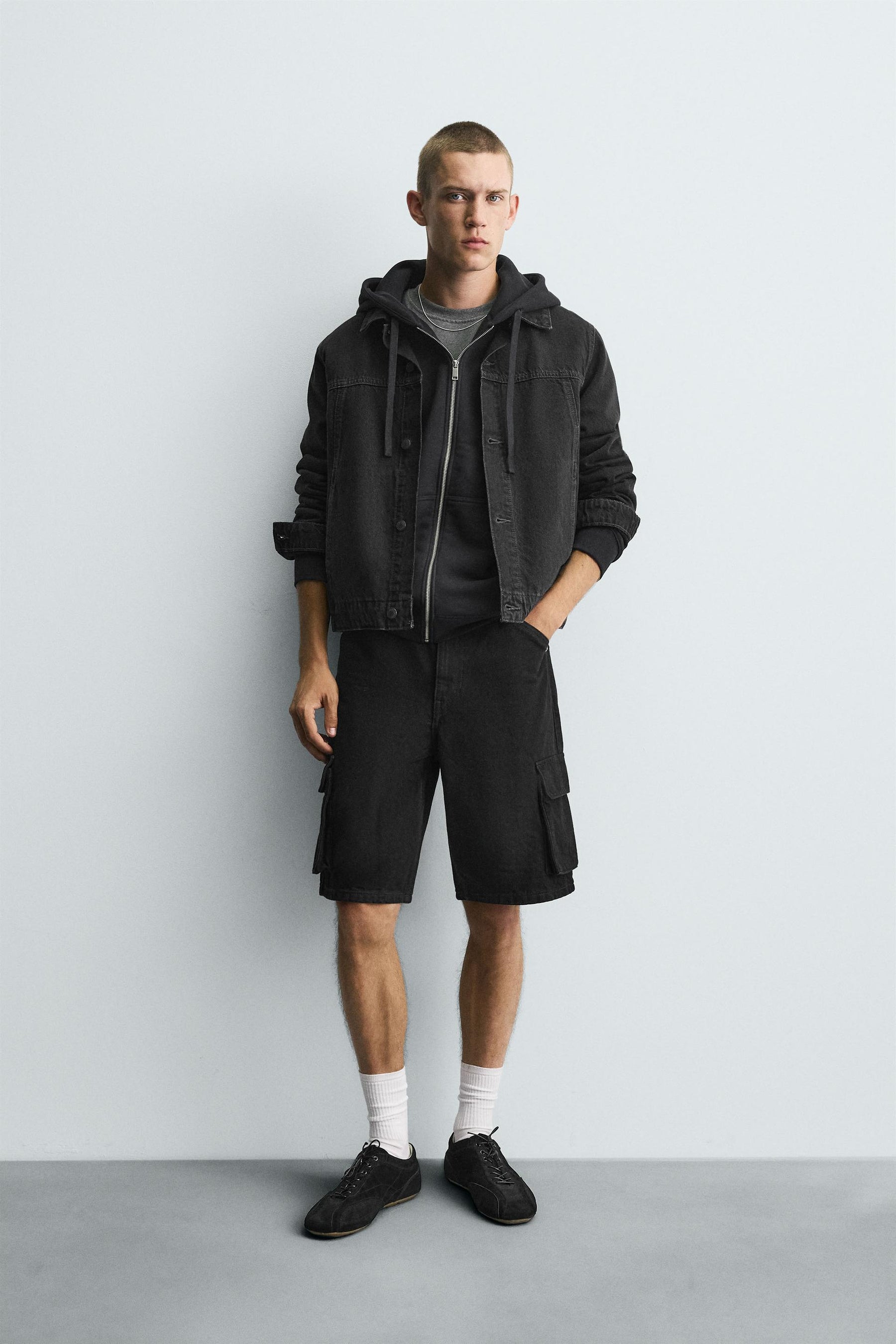 DENIM CARGO BERMUDA SHORTS - Image 1