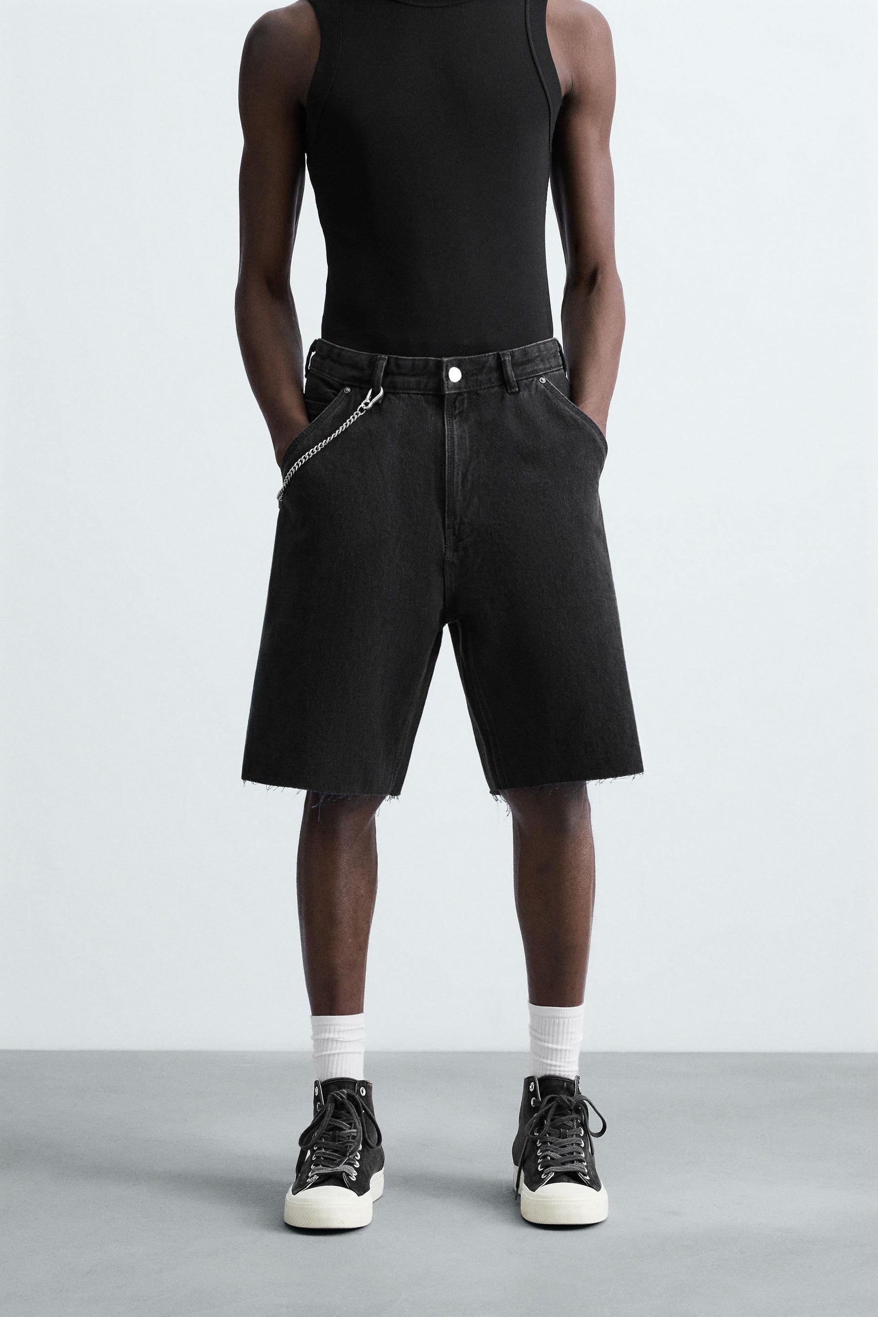 CARPENTER POCKET DENIM BERMUDA SHORTS - Image 2