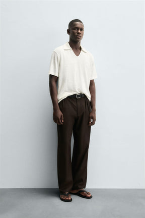 HEMP/VISCOSE KNIT POLO SHIRT - Image 4