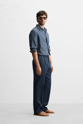 100% LINEN PLEATED TROUSERS - Image 4