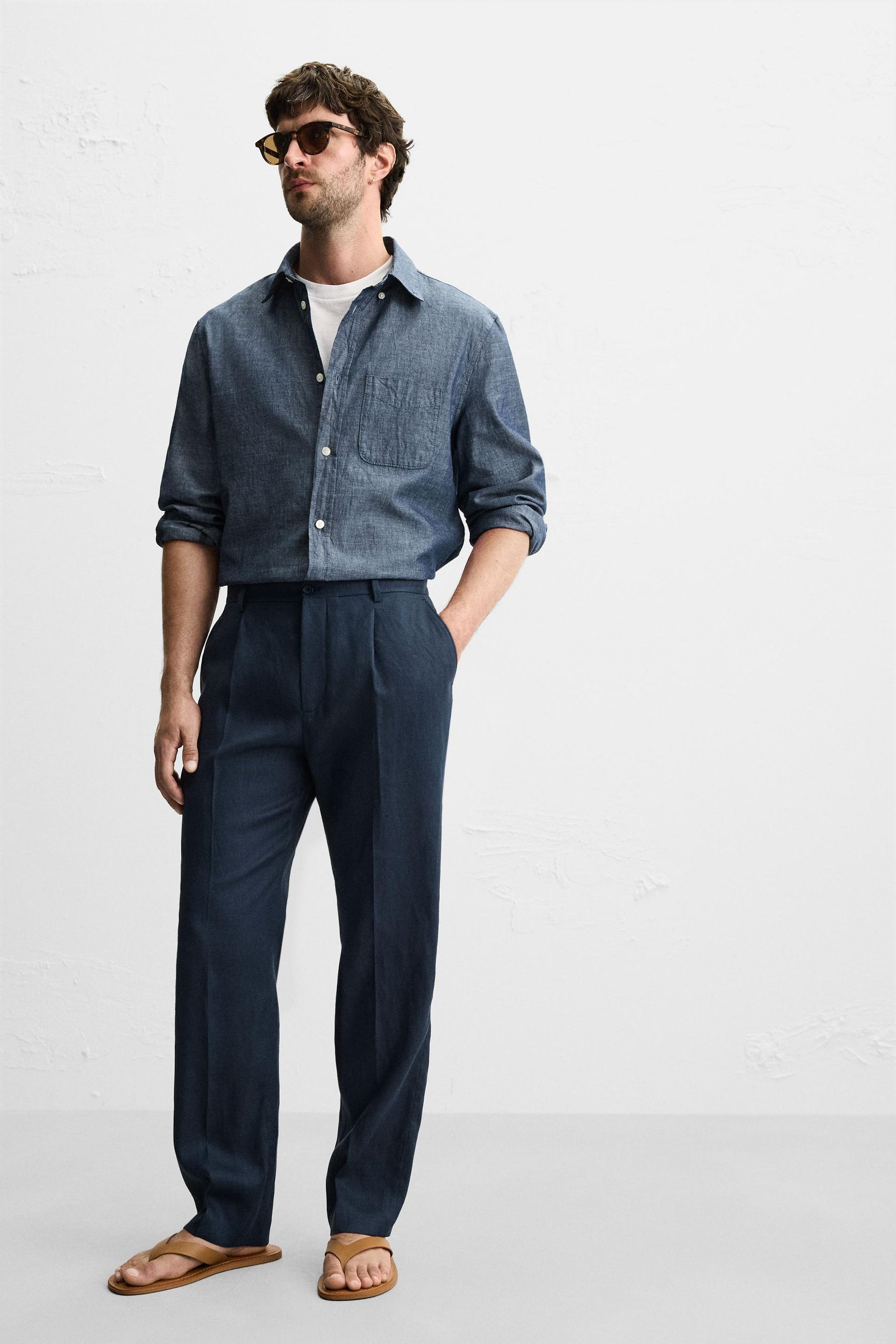 100% LINEN PLEATED TROUSERS - Image 6