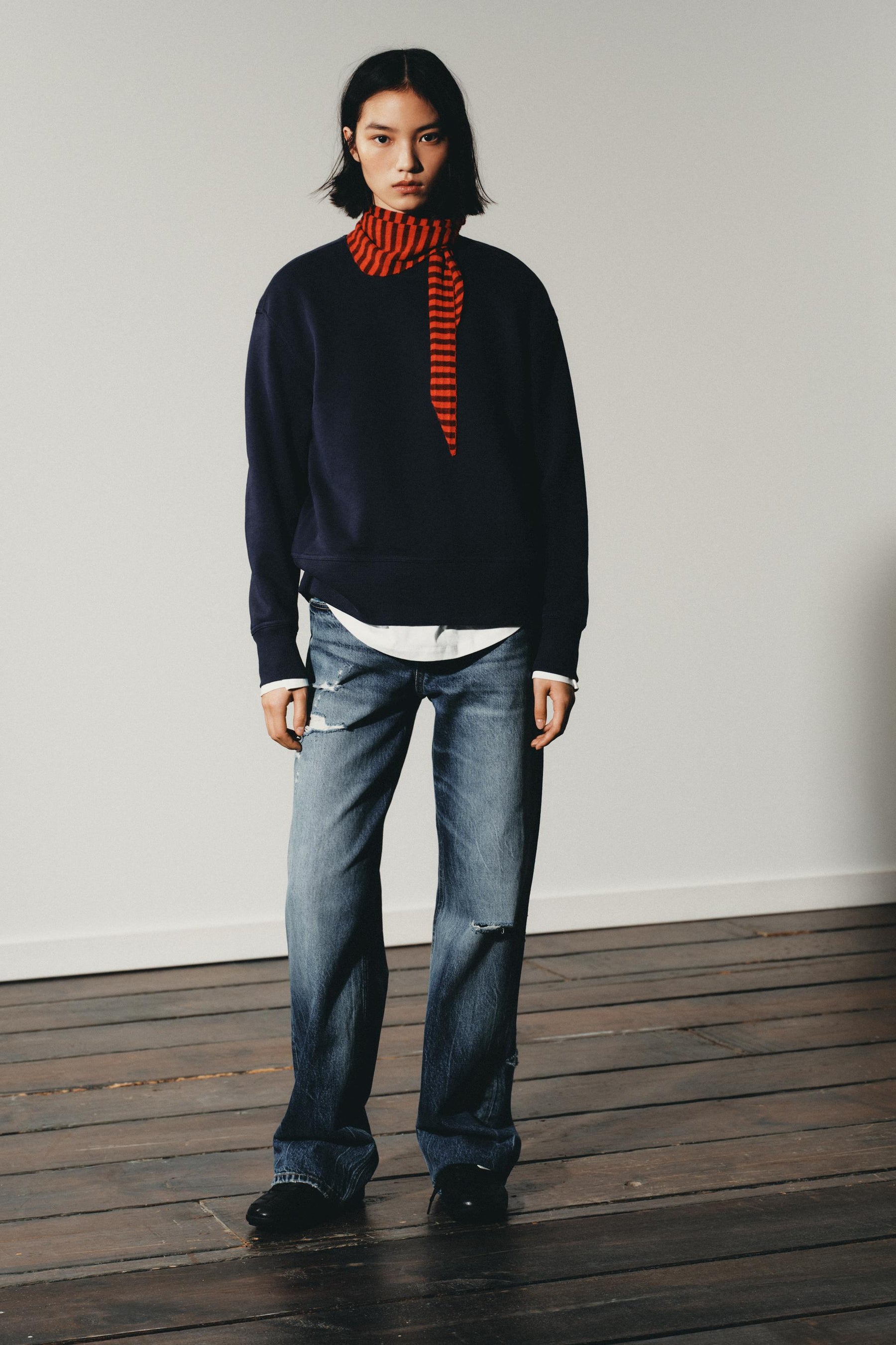 Plüsch-Kontrast-Sweatshirt