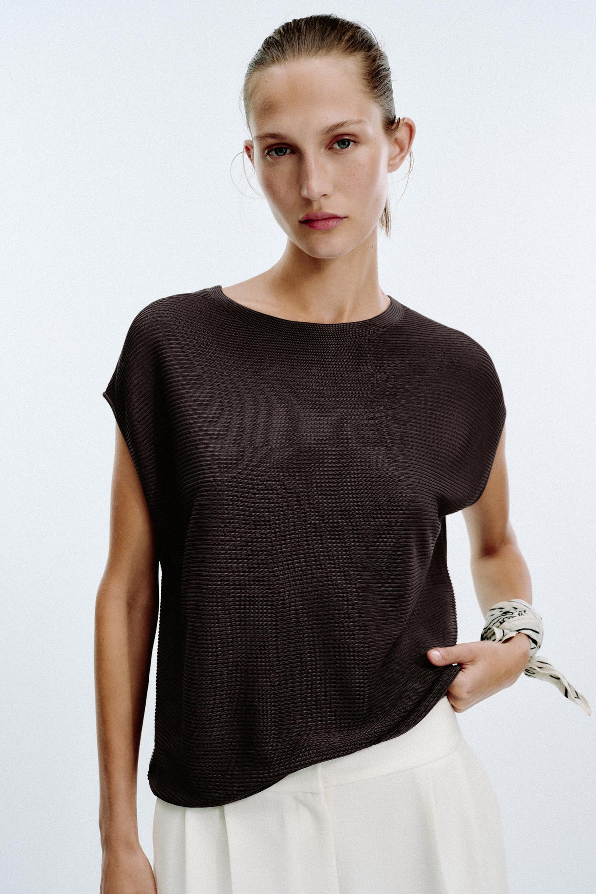SLEEVELESS RIB KNIT TOP - Image 2
