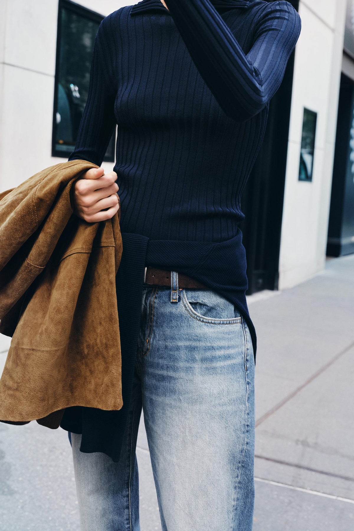 Poloshirt aus Rippstrick