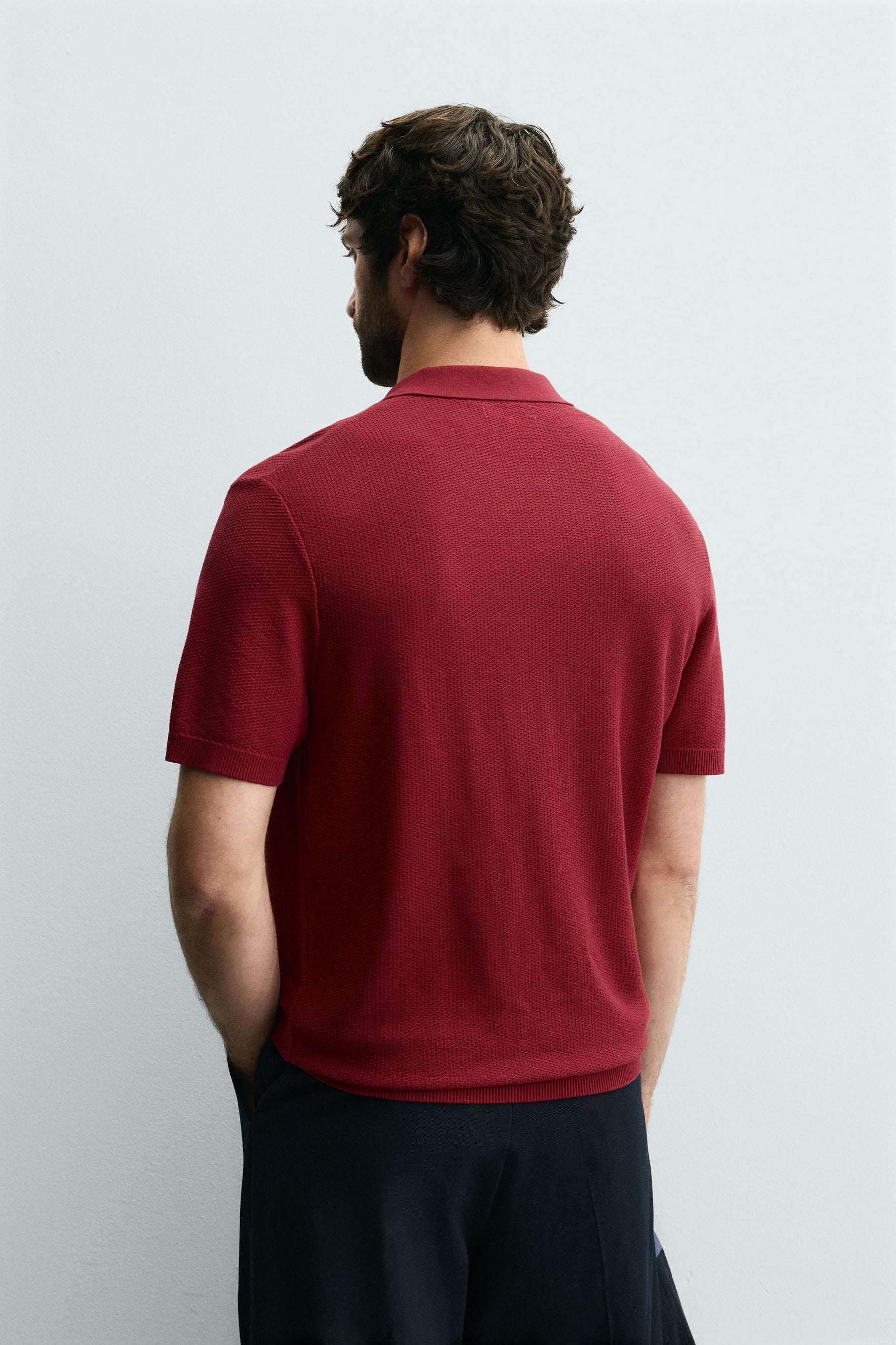 TEXTURED KNIT POLO SHIRT - Image 3