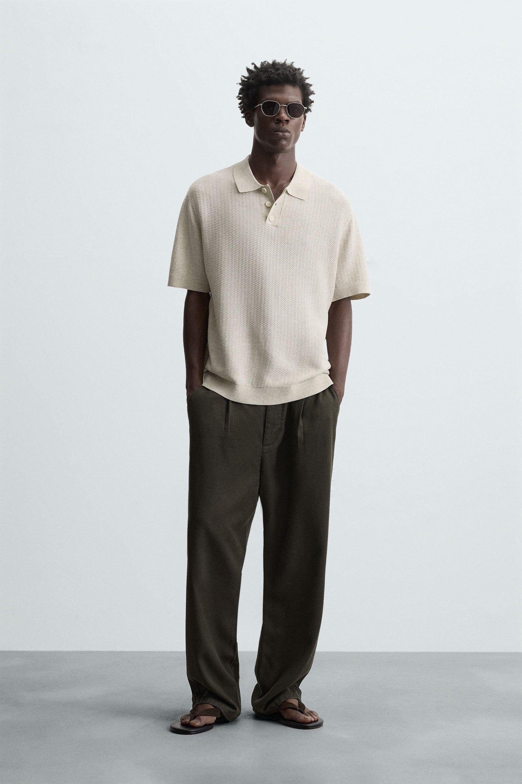 TEXTURED KNIT POLO SHIRT - Image 1