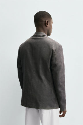 HERRINGBONE TEXTURED BLAZER - Image 3