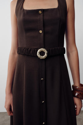MIDI DRESS WITH BELT - Image 2
